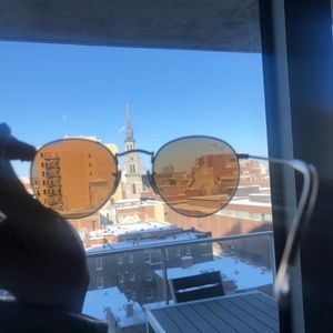 Ray Ban pink and gold metal mirrored sunglasses